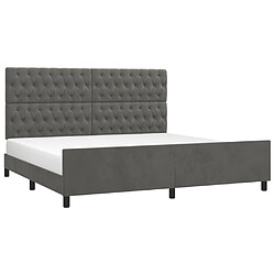 Avis Maison Chic Lit adulte - Cadre Structure de lit avec tête de lit Contemporain Gris foncé 200x200 cm Velours -MN11908