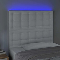 Avis Maison Chic Tête de lit scandinave à LED,meuble de chambre Blanc 100x5x118/128 cm Similicuir -MN13265