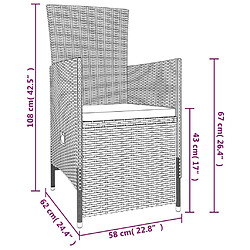 vidaXL Ensemble à manger de jardin avec coussins 9 pcs Beige pas cher