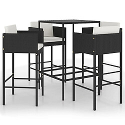 vidaXL Ensemble de bar de jardin 5 pcs et coussins Résine tressée Noir