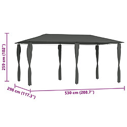 vidaXL Belvédère avec revêtement de poteaux 2,98x5,3x2,59 m 160 g/m² pas cher