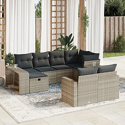 vidaXL Salon de jardin avec coussins 10 pcs gris clair résine tressée