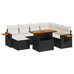 vidaXL Salon de jardin 8 pcs avec coussins noir résine tressée