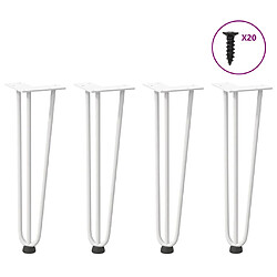 vidaXL Pieds de table en forme d'épingle à cheveux 4 pcs blanc 42 cm