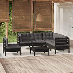 Maison Chic Salon de jardin 6 pcs + coussins - Mobilier/Meubles de jardin - Table et chaises d'extérieur Noir Bois de pin -MN37510