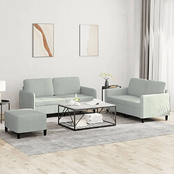 Maison Chic Ensemble de canapés 3 pcs, Canapé droit Sofa pour Salon gris clair velours -GKD373115