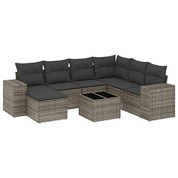 Maison Chic Ensemble Tables et chaises d'extérieur 8 pcs avec coussins,Salon de jardin gris résine tressée -GKD399237