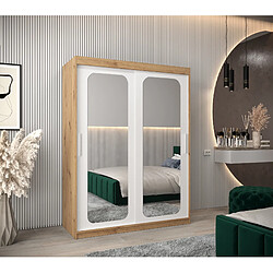 Abiks Meble Armoire PROMO T3 À Portes Coulissantes 200/150/62 2 Portes (Artisan/Blanc)