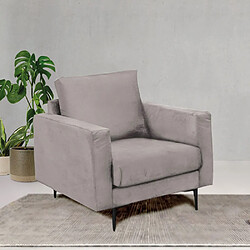 MAISON AUBERTIN Fauteuil Caruso Velours Gris clair 1 Pl