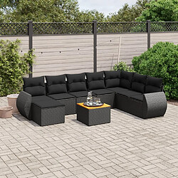 Maison Chic Salon de jardin 9 pcs avec coussins | Ensemble de Table et chaises | Mobilier d'Extérieur noir résine tressée -GKD22146