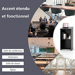 Avis Helloshop26 Pupitre pour podium support d'hôtesse de 116,5 cm avec étagère de rangement et trous pour câbles pupitre en bois pour église bureau restaurant noir 20_0005357