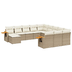 vidaXL Salon de jardin 11 pcs avec coussins beige résine tressée