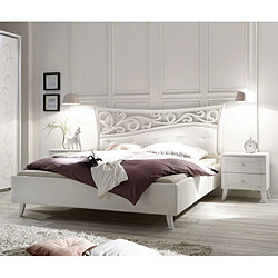 Dansmamaison Lit 180x200 Bois Blanc - ESMERALDA