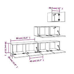 vidaXL Ensemble de meubles TV 4 pcs Chêne fumé Bois d'ingénierie pas cher