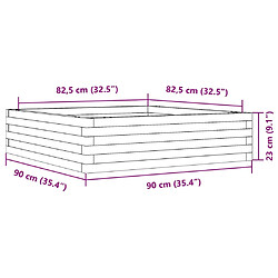 vidaXL Jardinière cire marron 90x90x23 cm bois de pin massif pas cher