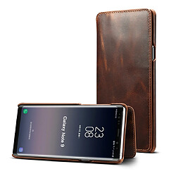 Wewoo Housse Coque Pour Galaxy Note9 Denior Oil Wax Cuir de vachette Étui en à rabat horizontal simple avec fentes cartes et portefeuille marron