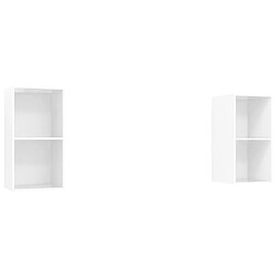 vidaXL Meubles TV muraux 2 pcs Blanc brillant Bois d'ingénierie