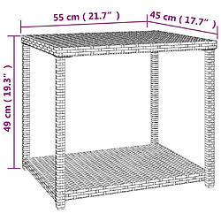 vidaXL Table d'appoint noir 55x45x49 cm résine tressée pas cher