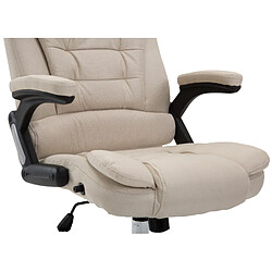 Decoshop26 Fauteuil de bureau XXL sur roulettes confortablement rembourrés avec accoudoirs en tissu crème et métal chromé 10_0002663 pas cher