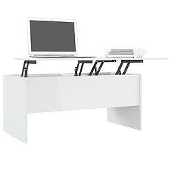 Avis vidaXL Table basse blanc brillant 102x50,5x46,5 cm bois d'ingénierie