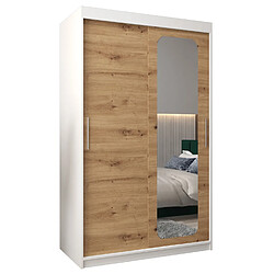 Abiks Meble Armoire PROMO T2 À Portes Coulissantes 200/120/62 2 Portes (Blanc/Artisan)