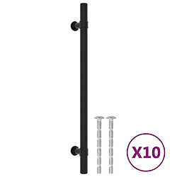 vidaXL Poignées d'armoire 10 pcs noir 192 mm acier inoxydable