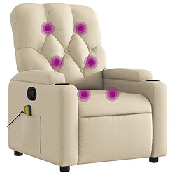 vidaXL Fauteuil de massage inclinable Crème Tissu