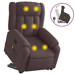 vidaXL Fauteuil inclinable de massage Marron foncé Tissu