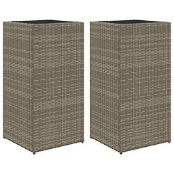 vidaXL Jardinières 2 pcs gris 40x40x80 cm résine tressée