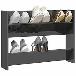 Avis Maison Chic Armoire à Chaussures murale,Meuble de Rangement à Chaussures Gris brillant 80x18x60 cm Aggloméré -MN54735