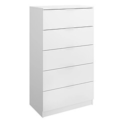 Acheter Pegane Commode, meuble de rangement en bois avec 5 tiroirs coloris blanc - Longueur 60 x Profondeur 39 x Hauteur 109 cm