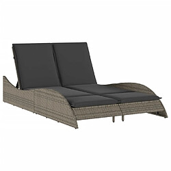 Maison Chic Chaise longue avec coussins, Transats, Bain de Soleil gris 114x205x73 cm résine tressée