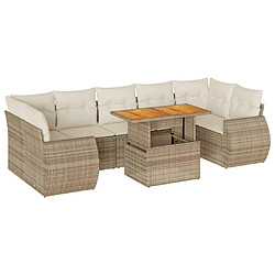 vidaXL Salon de jardin avec coussins 8 pcs beige résine tressée