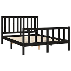 Acheter Maison Chic Lit adulte - Cadre Structure de lit avec tête de lit Contemporain noir 120x200 cm bois pin massif -MN20989