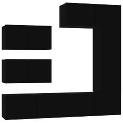 Maison Chic Ensemble de meubles TV 6 pcs | Banc TV Moderne pour salon | Meuble de Rangement - Noir Bois d'ingénierie -MN78871