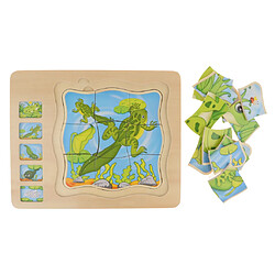 Grenouille en bois bloc animaux Puzzle Conseil Montessori jouet assorti pas cher