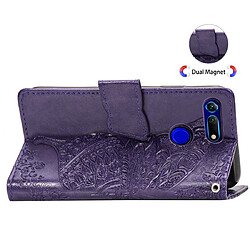 Wewoo Housse Coque Butterfly Love Flowers Embossing Horizontal Flip Leather Case for Huawei V20with Holder & Card Slots & Wallet & Lanyard Dark Purple