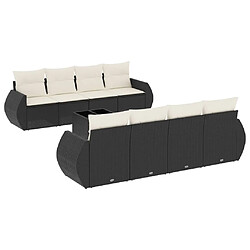 Maison Chic Salon de jardin 9 pcs avec coussins | Ensemble de Table et chaises | Mobilier d'Extérieur noir résine tressée -GKD82474