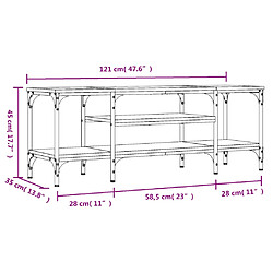 vidaXL Meuble TV chêne marron 121x35x45 cm bois d'ingénierie et fer pas cher