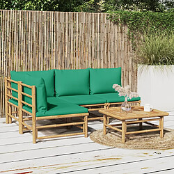 vidaXL Salon de jardin 5 pcs avec coussins vert bambou