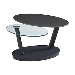 Acheter Vente-Unique Table basse avec plateaux pivotants en céramique, verre trempé et métal - Anthracite et Noir - TANIOLI de Maison Céphy