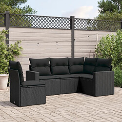 Maison Chic Salon de jardin 5 pcs avec coussins | Ensemble de Table et chaises | Mobilier d'Extérieur noir résine tressée -GKD74954