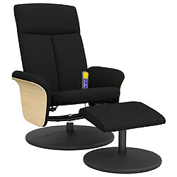 vidaXL Fauteuil de massage inclinable avec repose-pied noir tissu