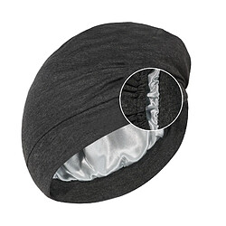 INF Bonnet de nuit doublé de satin double couche pour femme, couvre-tête de sommeil doux DarkGrey