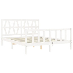 Maison Chic Cadre/structure de lit avec tête de lit pour adulte - Lit Moderne Chambre blanc King Size bois massif -MN82253 pas cher