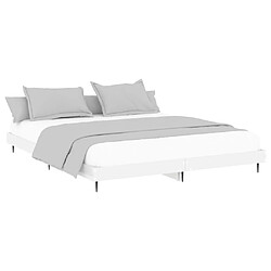 Avis Maison Chic Lit adulte - Lit simple Cadre de lit,Structure du lit Contemporain blanc brillant 200x200 cm bois d'ingénierie -MN66330