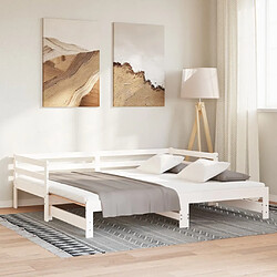 Avis vidaXL Lit coulissant sans matelas blanc 2x(90x190) cm