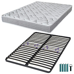 Ebac Matelas mousse + Sommier métal C223 140x190 Maryland - Hauteur 20 cm - Soutien ferme