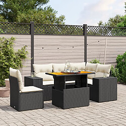 vidaXL Salon de jardin 6 pcs avec coussins noir résine tressée