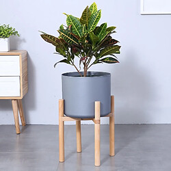 Wewoo Ensemble de pots de fleurs Cadre en bois massif + Pot de PP Gris